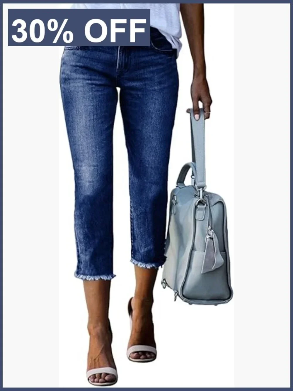 High Waisted Capri Jeans 2026 Summer Fashion Straight Leg Raw Hem Denim Pants